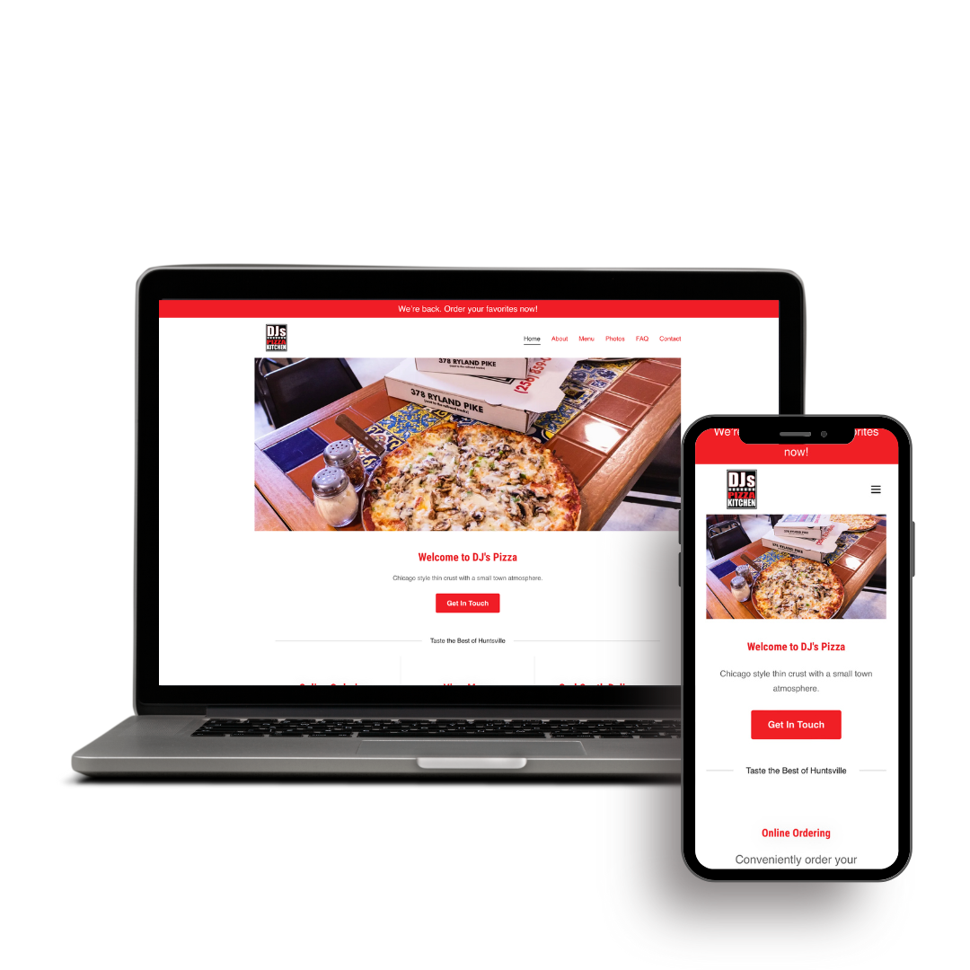 Social media pages of a restaurant small business.